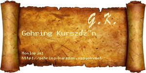 Gehring Kurszán névjegykártya